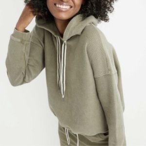 Aerie ribbed crop olive green hoodie hooded sweatshirt XS